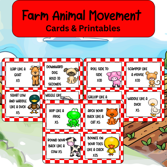 Farm Themed Movement Cards and Printables