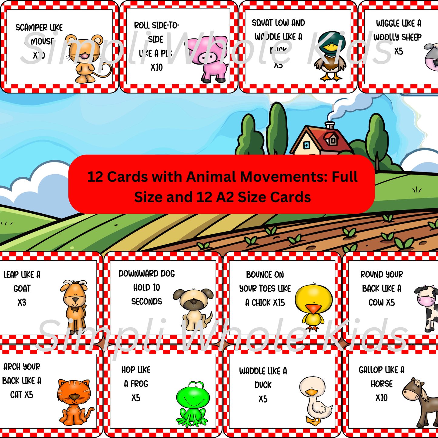 Farm Themed Movement Cards and Printables