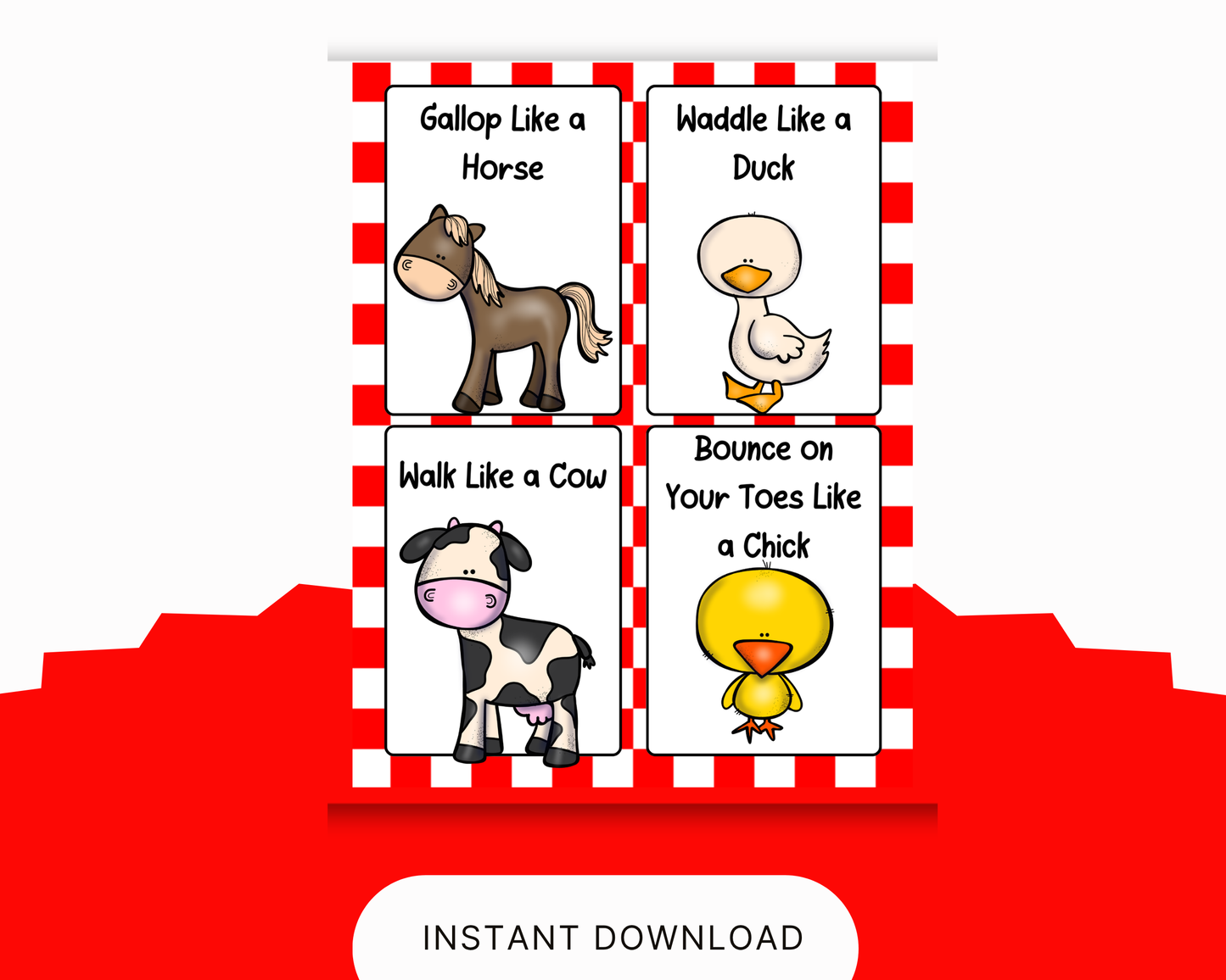 Farm Themed Bundle: Farm Animal Classroom Brain Breaks & Active Movement Breaks Printables