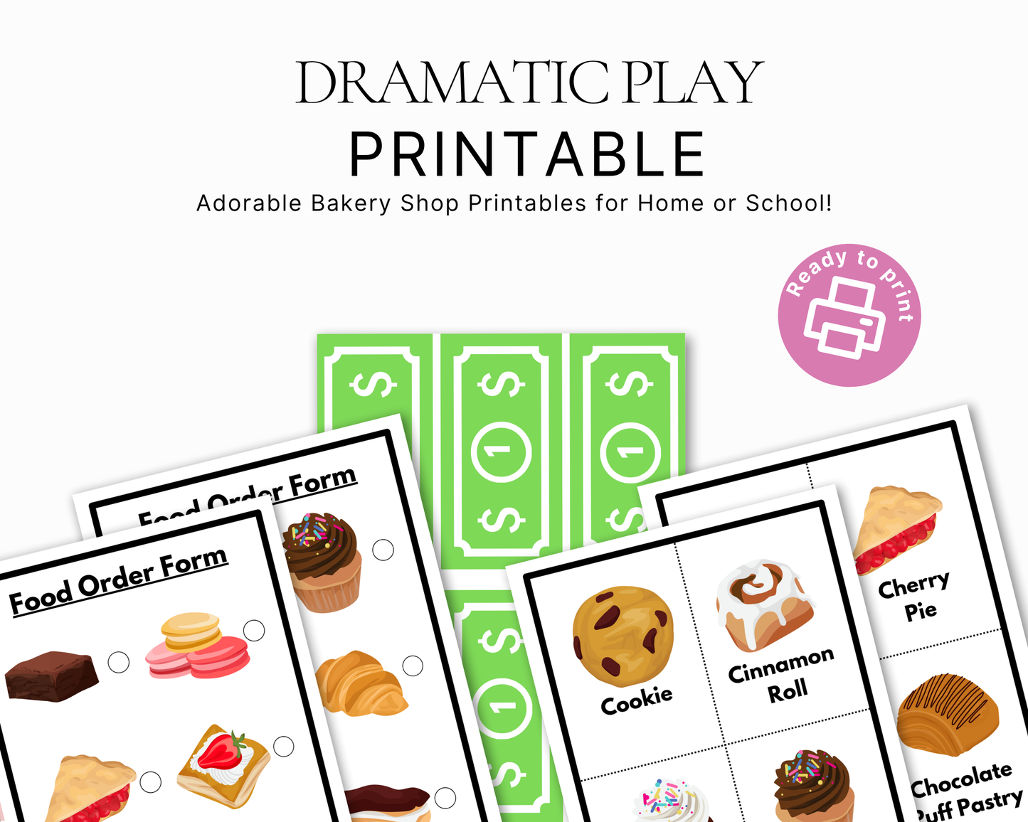 Bakery Pretend Play Printable Set | Dramatic Play Set for Preschoolers